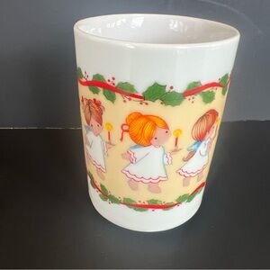 Vintage Porcelain Christmas Candle Votive Child Angels Gibson Classique Japan